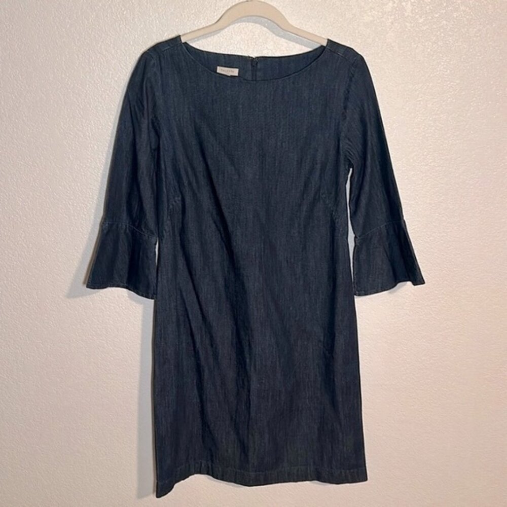 Talbots Dark Denim Chambray Shift Dress Size 6 NWT